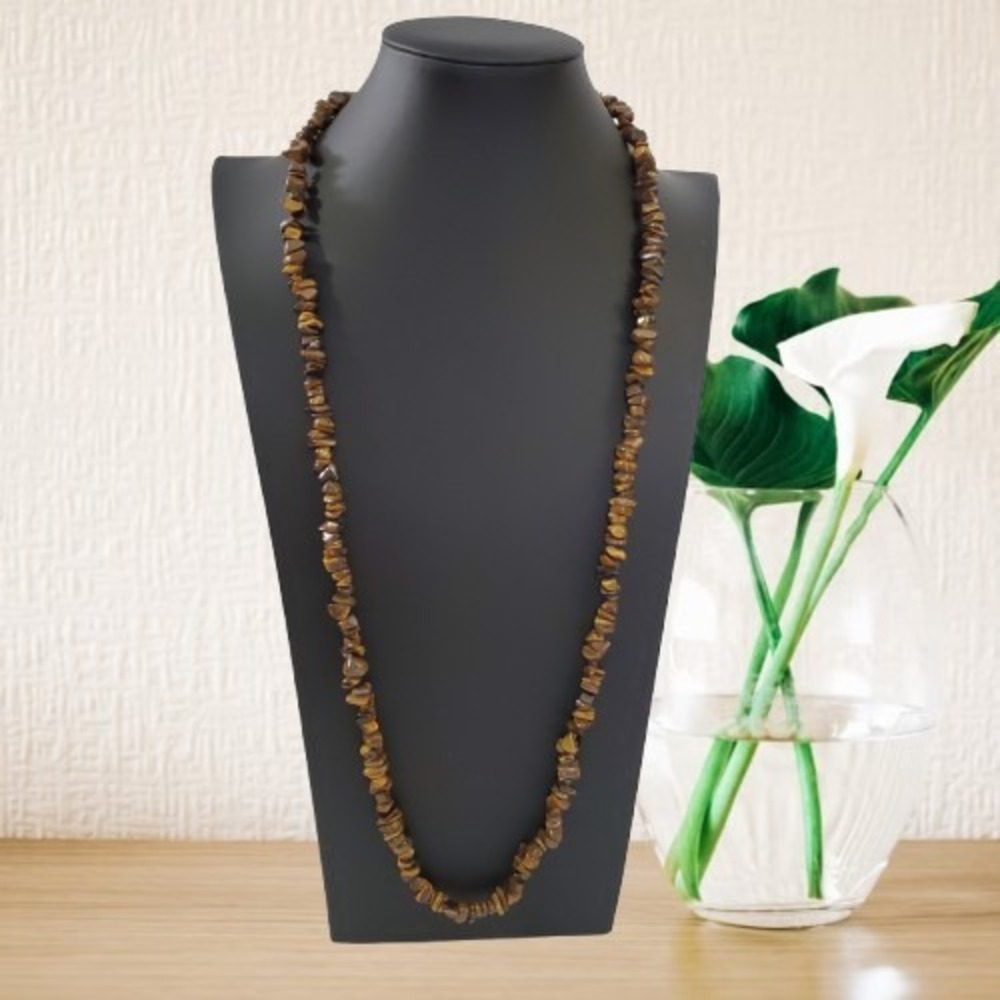 Tigers Eye Bead Necklace On String 35 Inches Genuine Tigers Eye 3.5 Ounces